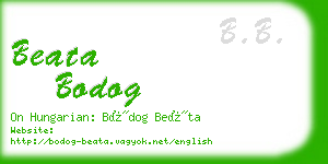 beata bodog business card